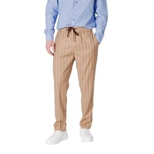 Gianni Lupo Pinstripe Drawstring Pants Men Beige Bottoms
